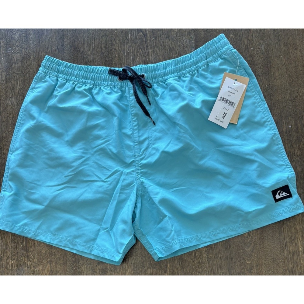 Quiksilver Mens Everyday Solid 15 Volley Swim Trunks Boardshorts Light Blue L